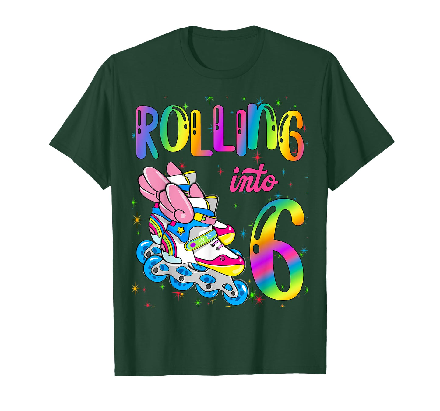 Rolling Into 6 years Let's Roll I'm Turning 6 Roller Skate T-Shirt