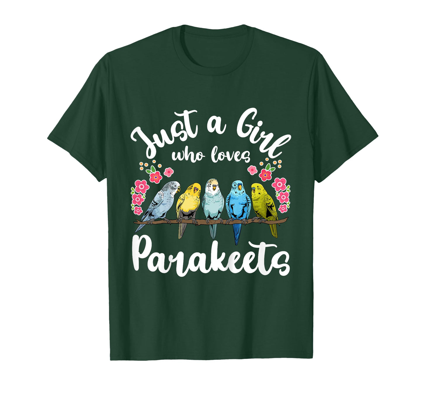 Kids Parakeet Birds Just a Girl Who Loves Parakeets T-Shirt