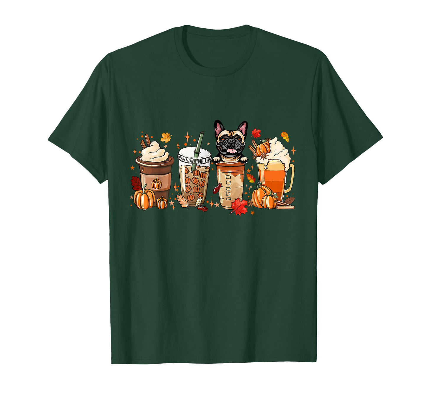 Fall Coffee French Bulldog Halloween Outfit For Fall Season Men Women Kids T-Shirt