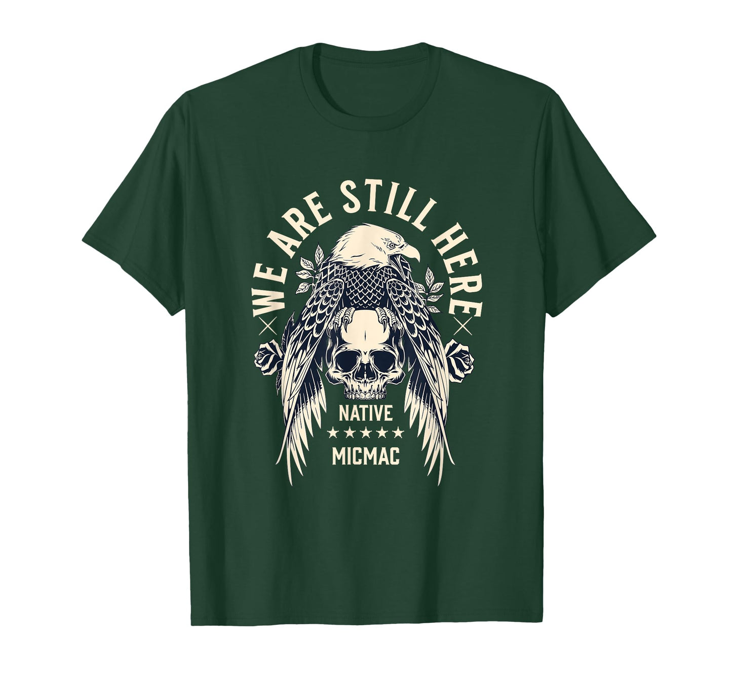 Micmac Tribe We Are Here Native Indian Skull Eagle T-Shirt
