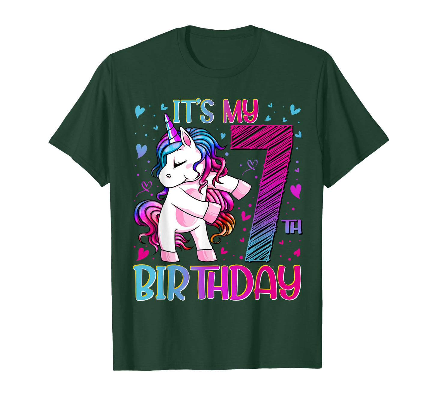 7 Year Old Gifts Unicorn Flossing 7th Birthday Girl Party T-Shirt
