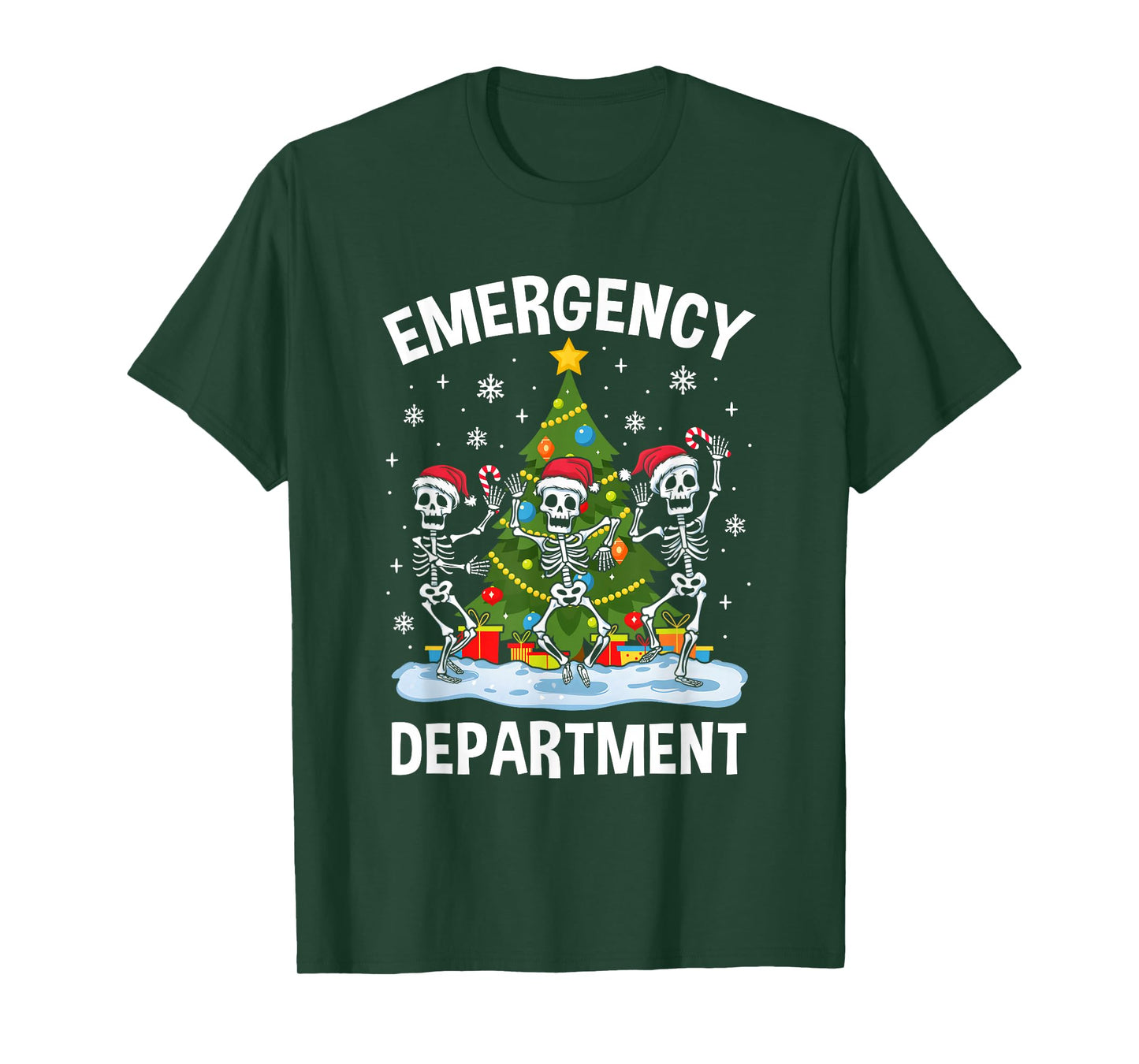 Emergency Department Christmas Holiday Skeleton Nurse Er Ed T-Shirt
