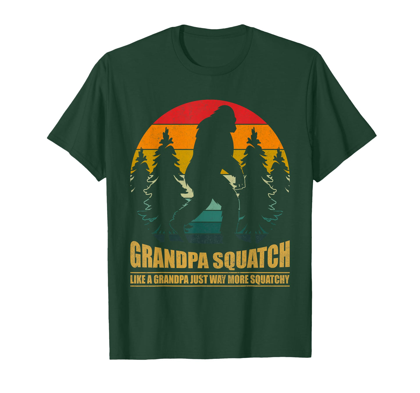 Bigfoot Grandpa Squatch Retro Funny Sasquatch Father’s Day T-Shirt