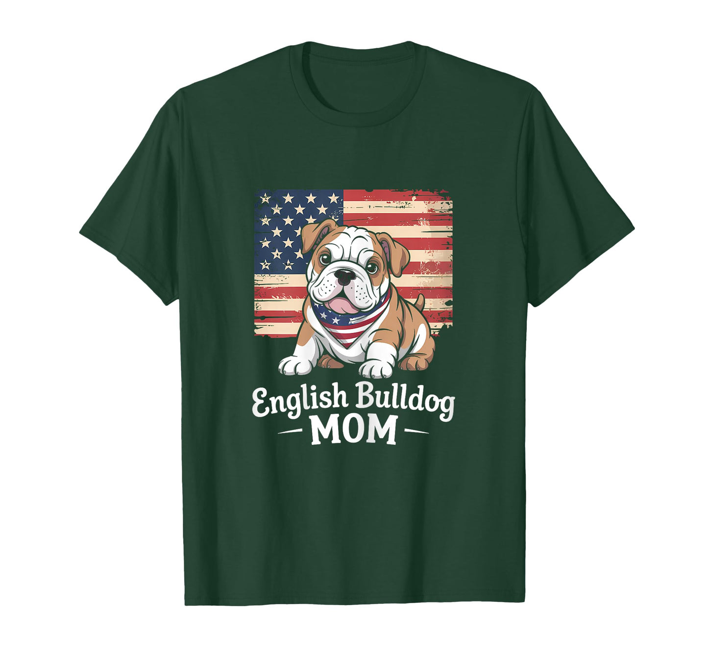 American Flag English Bulldog Dog Mom T-Shirt