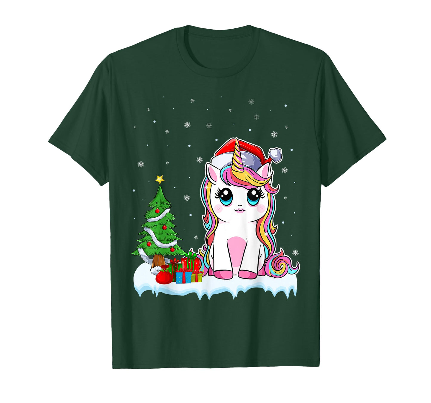 Unicorn Christmas For Girls Kids Santa Unicorn Xmas Tree T-Shirt