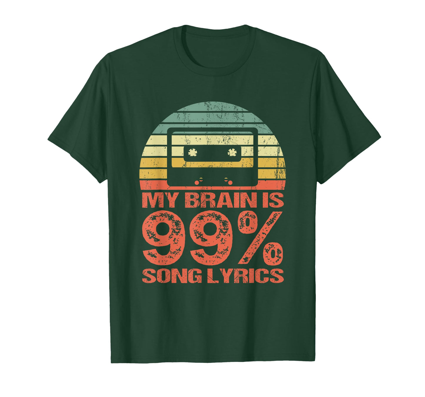 My brain is 99 % Song lyrics - retro vintage T-Shirt