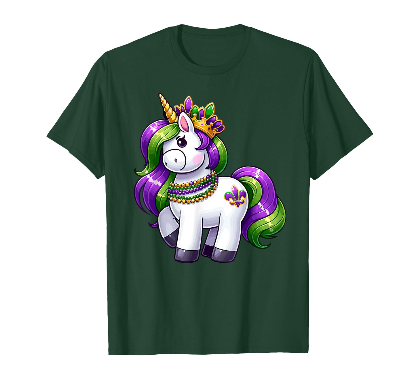 Girl Mardi Gras Princess Unicorn Festive Graphic for Girls T-Shirt