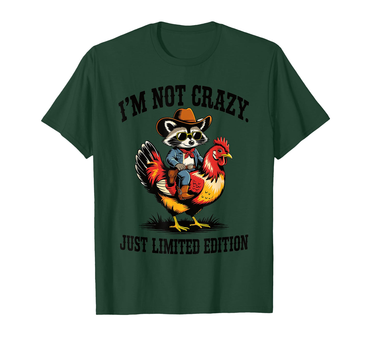 Cowboy Raccoon Riding Chicken Funny Country Humor Vintage T-Shirt