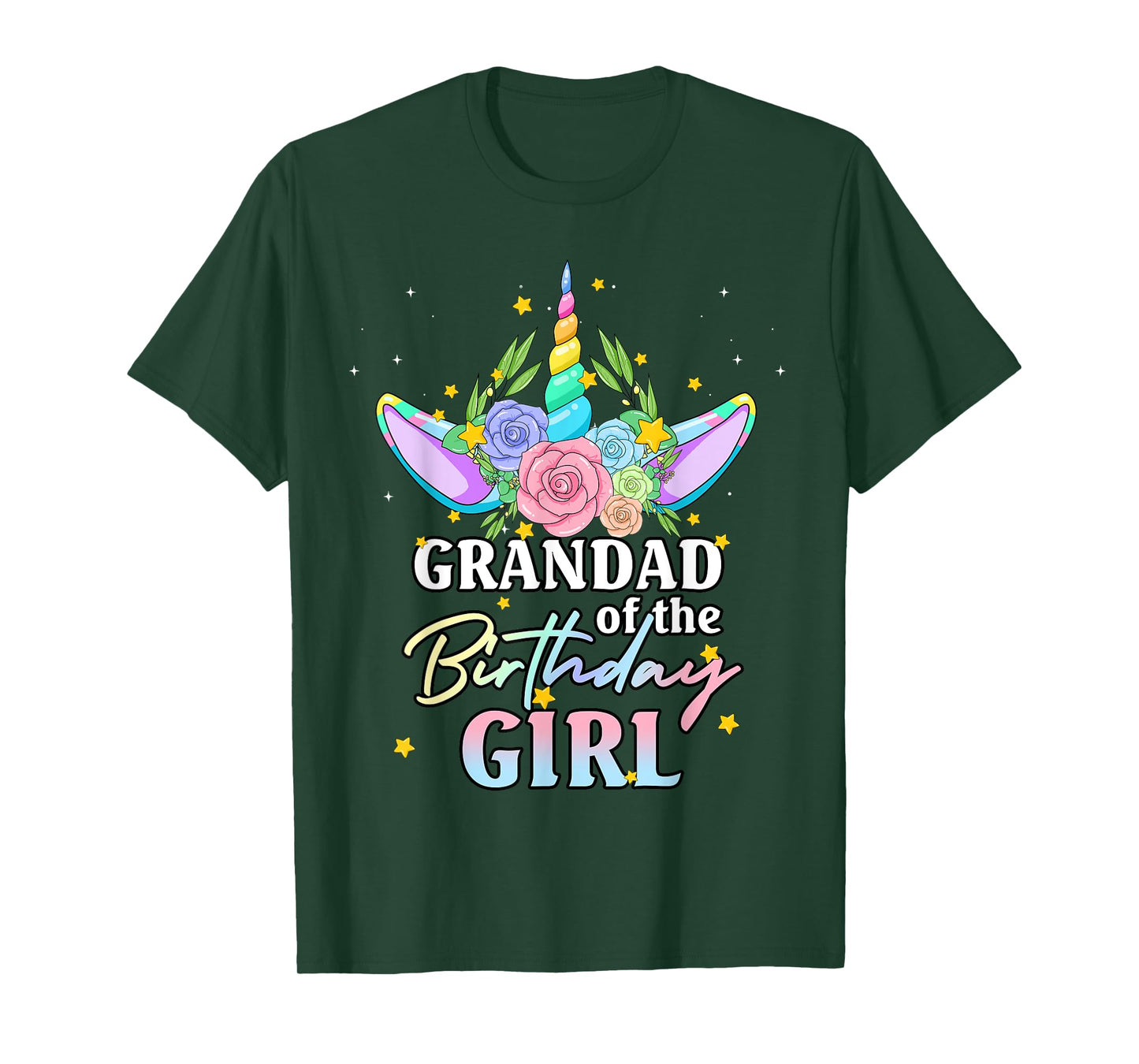 Grandad of the Birthday Girl Unicorn Rainbow Matching Family T-Shirt
