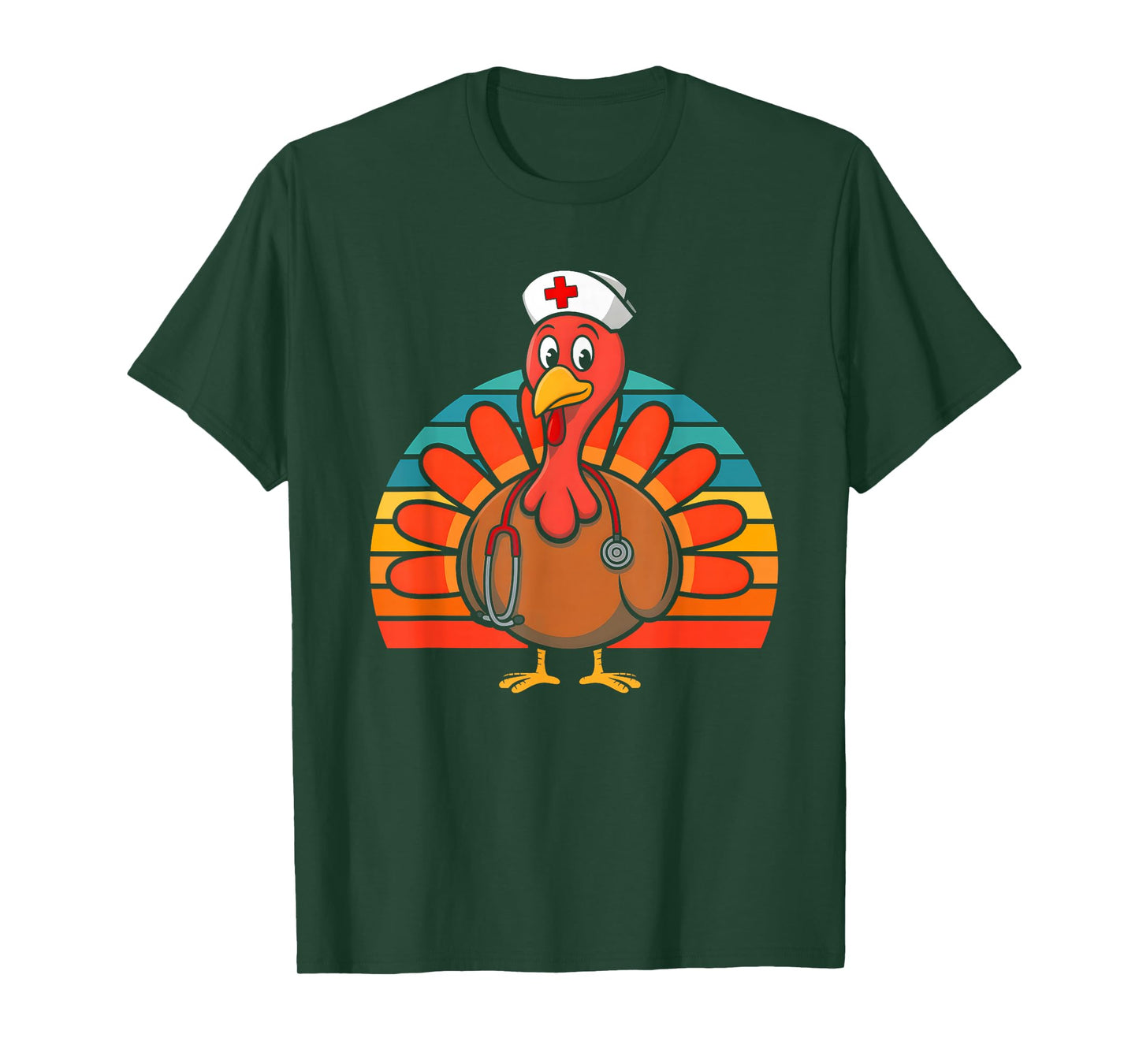 Thanksgiving Fall Autumn Scrub Tops Nursing Turkey Nurse T-Shirt