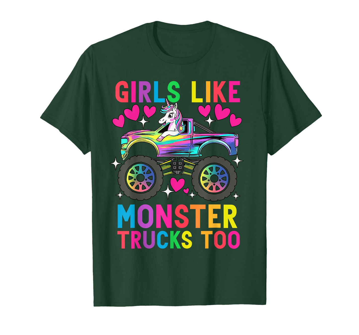 Girls Like Monster Trucks Too Funny Unicorn Monster Truck T-Shirt
