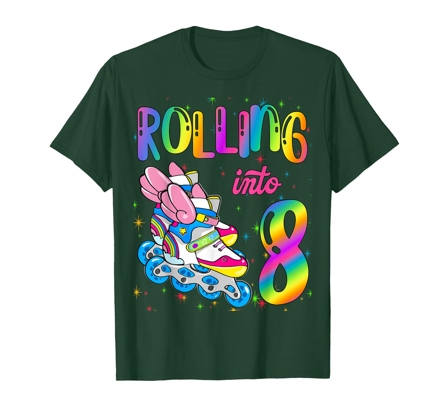 Rolling Into 8 years Let's Roll I'm Turning 8 Roller Skate T-Shirt