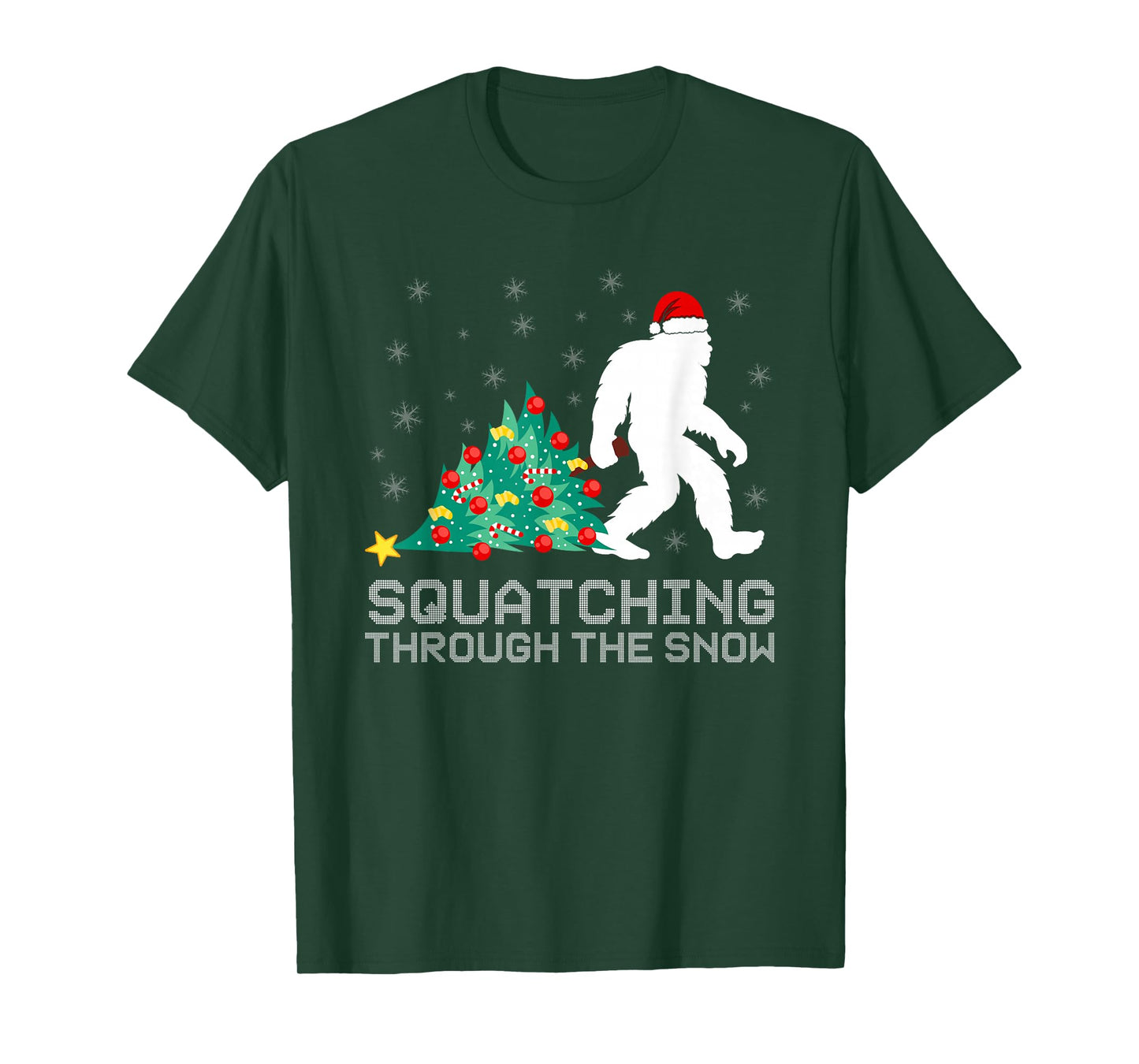 Squatching Through The Snow - Bigfoot Christmas Sasquatch T-Shirt