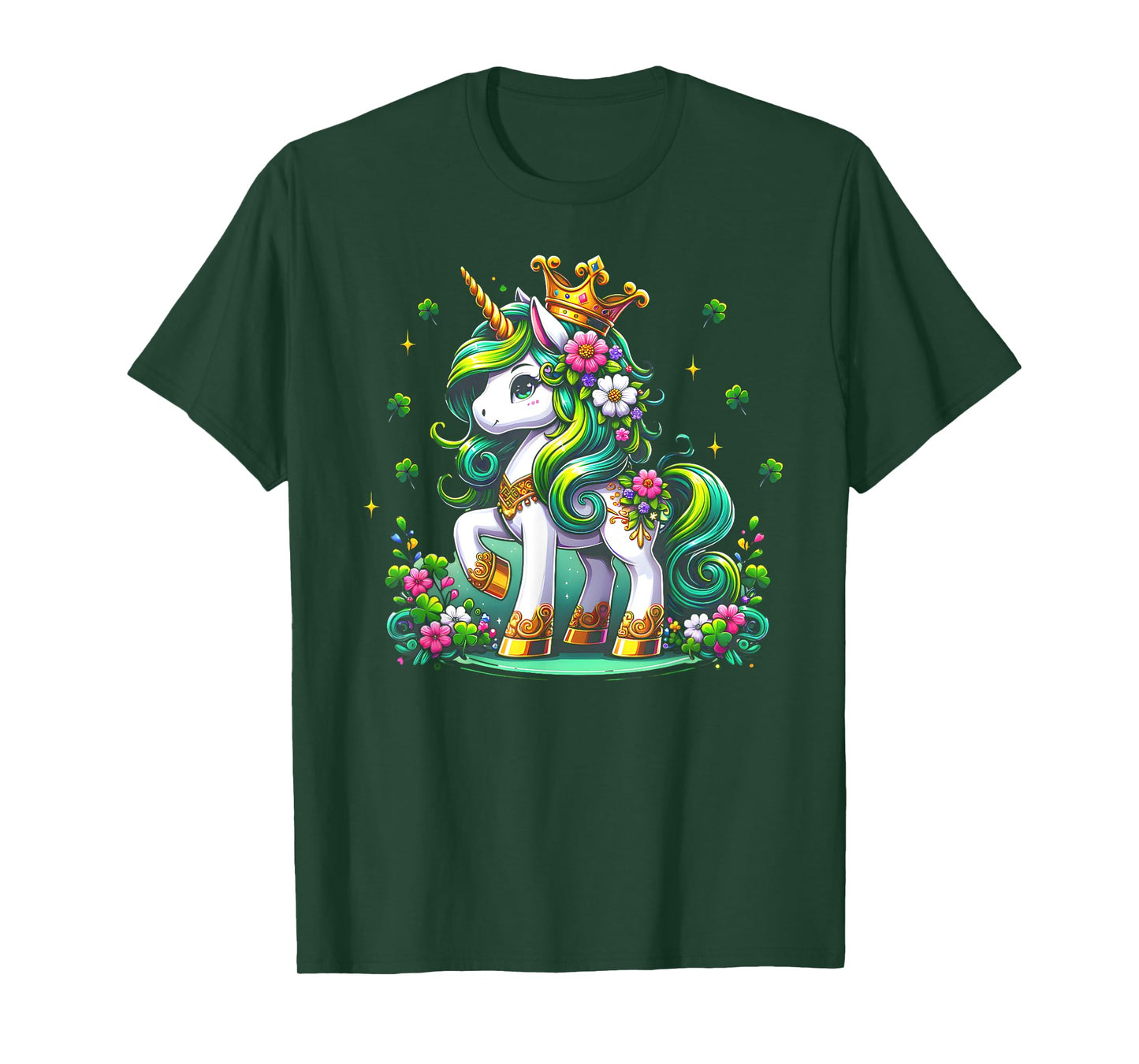 Cute Unicorn Shamrock St Patricks Day Girls Kids Lepricorn T-Shirt