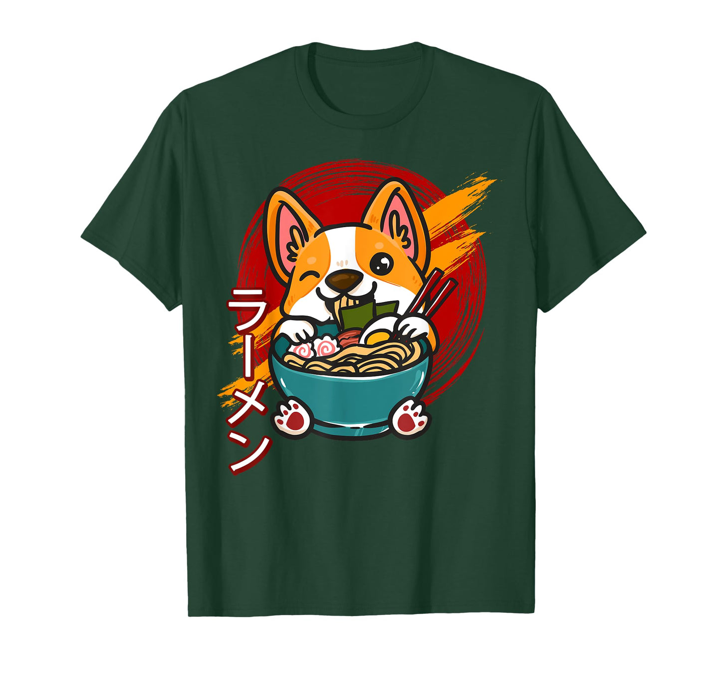 Corgi Eating Ramen Cute Kawaii Dog Japanese Noodles Japan T-Shirt