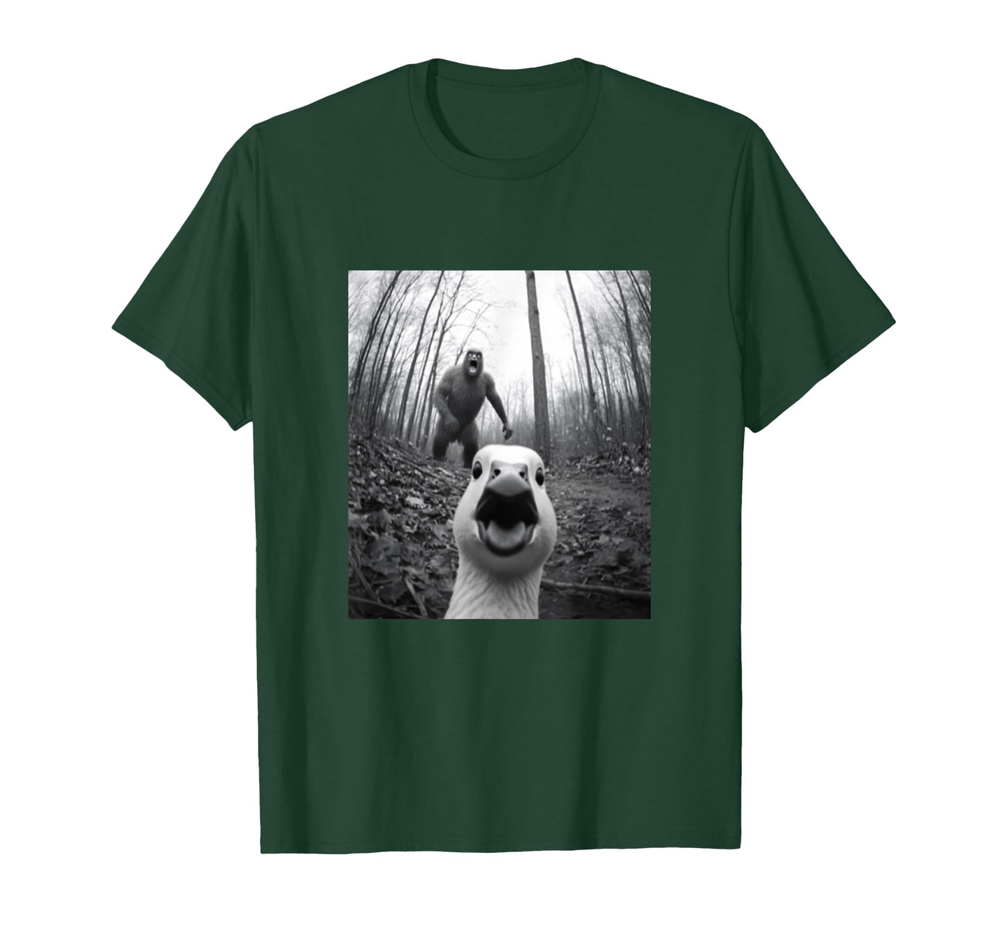 Silly Goose Bigfoot Selfie Funny Duck Men Women Kids Animal T-Shirt
