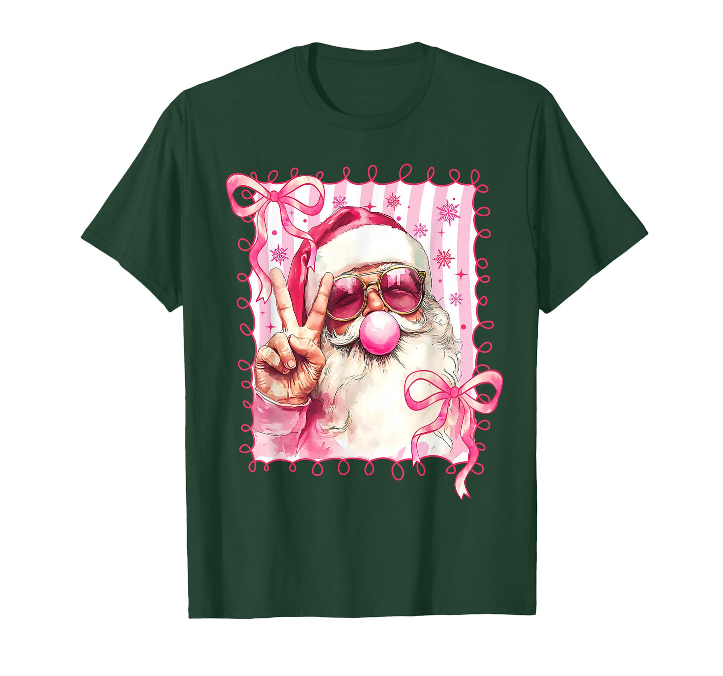 Santa Claus Sunglasses Coquette Bow Christmas Xmas Holiday T-Shirt