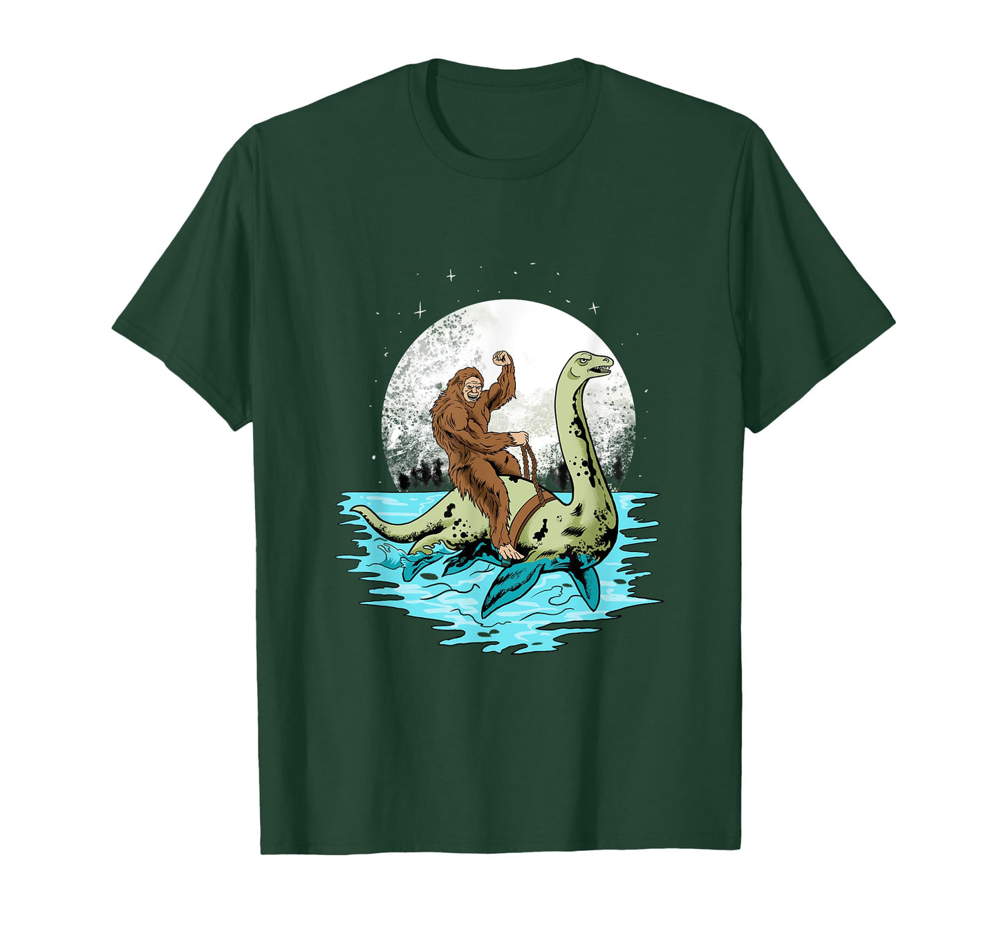 Bigfoot Sasquatch Riding The Hole Ness Monster Funny T-Shirt