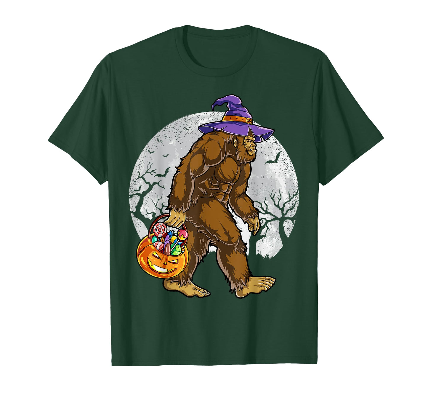 Bigfoot Witch Pumpkin Halloween Girls Women Sasquatch Lovers T-Shirt