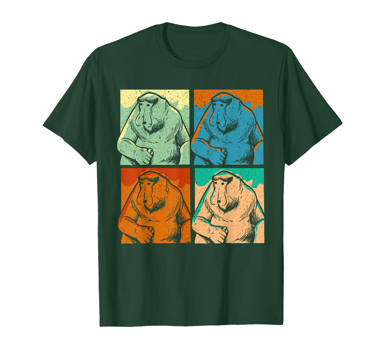 Retro Proboscis Monkey Ape Wildlife Zookeeper T-Shirt