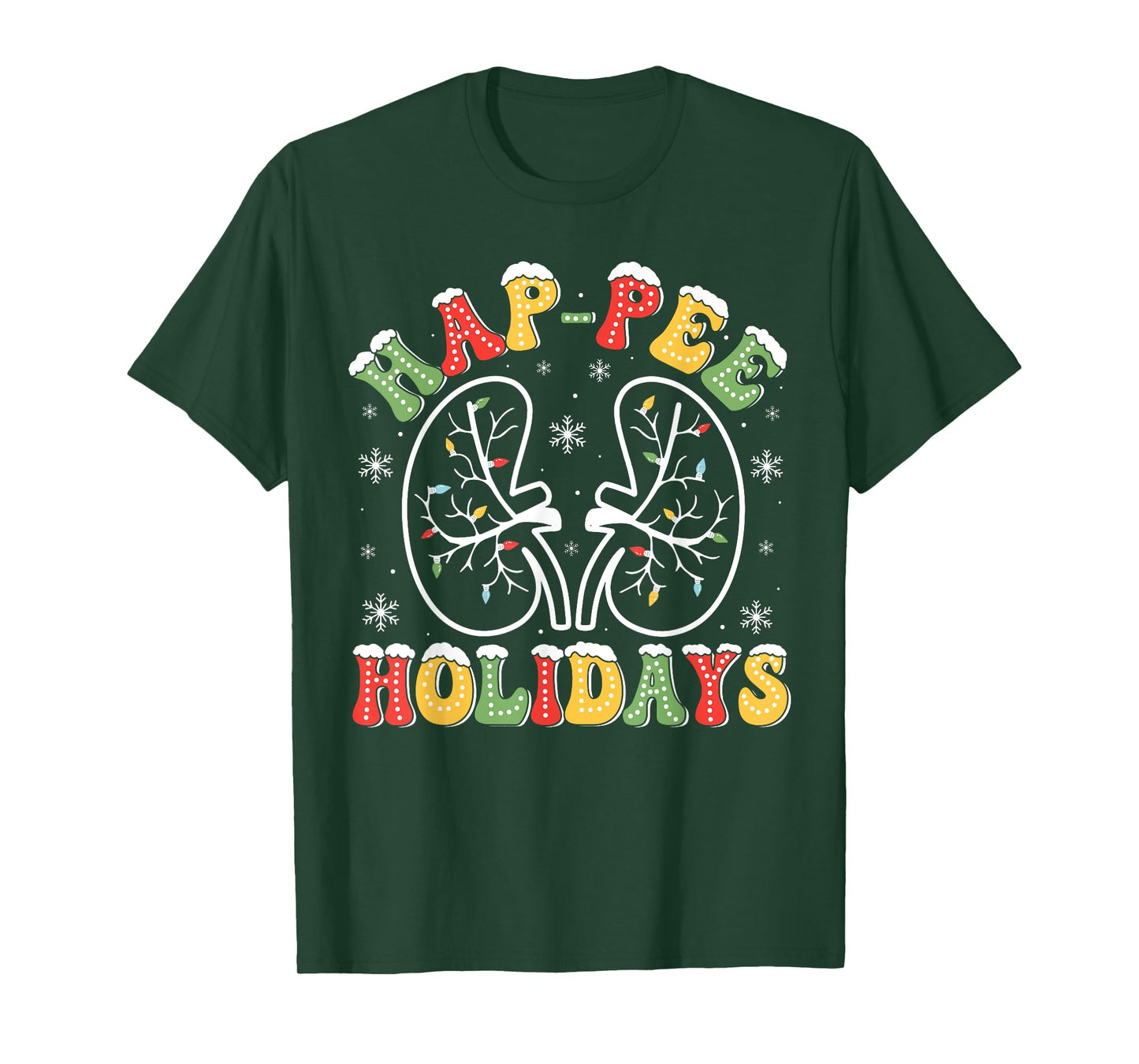 Hap-pee Holidays Groovy Dialysis Nurse Christmas Xmas Vibes Unisex-Adults T-Shirt