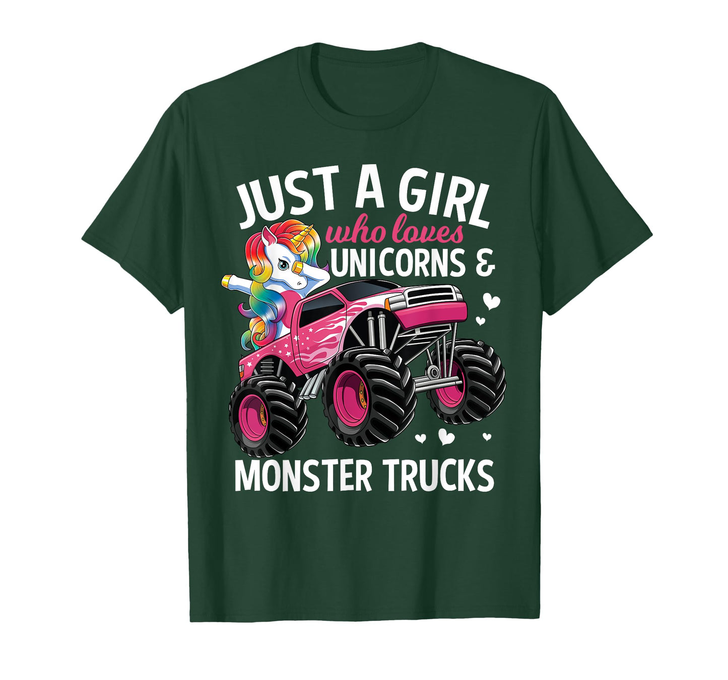 Just A Girl Who Loves Unicorns And Monster Trucks Girls Kids T-Shirt