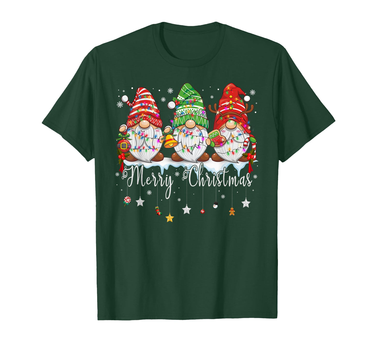 Cute Gnomes Merry Christmas Light Family Gnome Xmas Matching T-Shirt