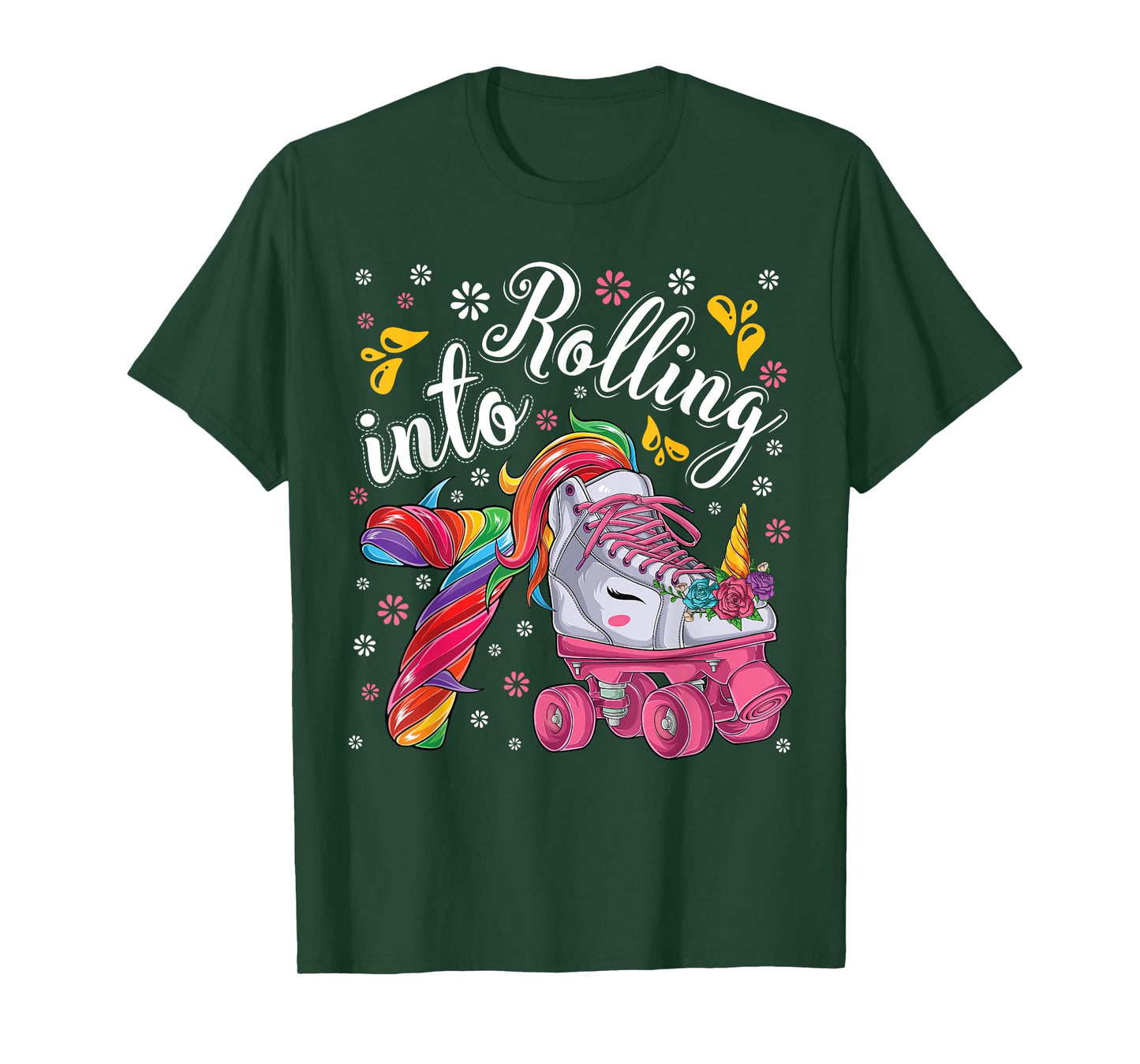 Roller Girl 7 year old Unicorn Rolling skate 7th birthday T-Shirt