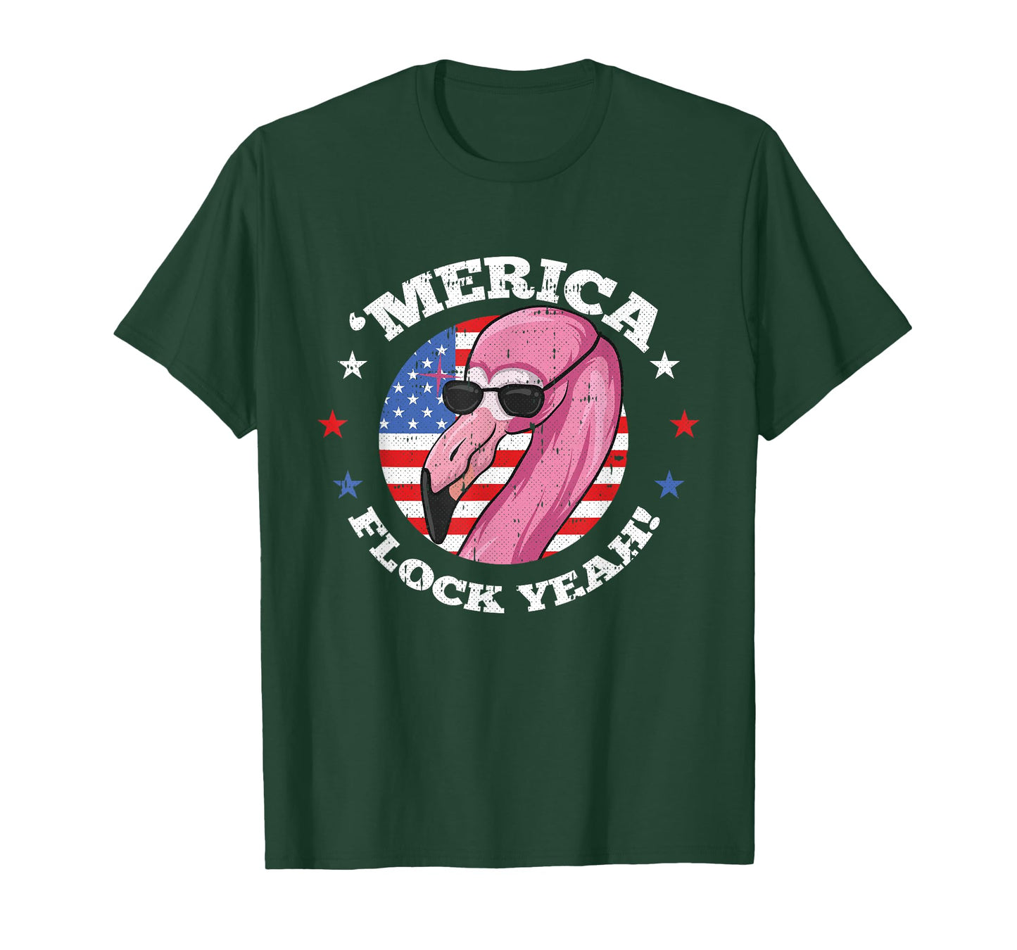 Merica 4th Of July Flamingo Flock Patriotic American Flag T-Shirt