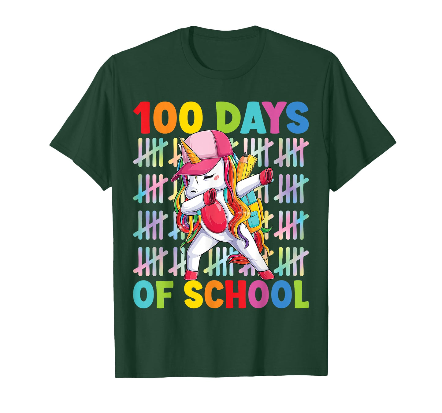 100 Days Of School Unicorn Dabbing Kids Girl T-Shirt