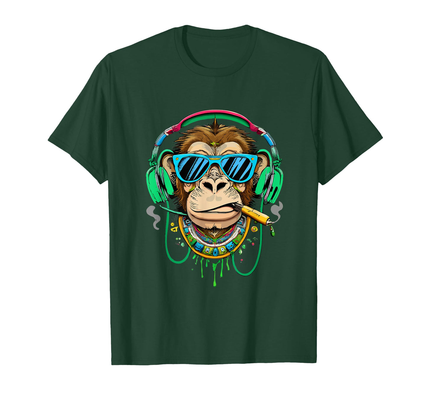 Monkey smoking cannabis, marijuana enjoys songs T-Shirt