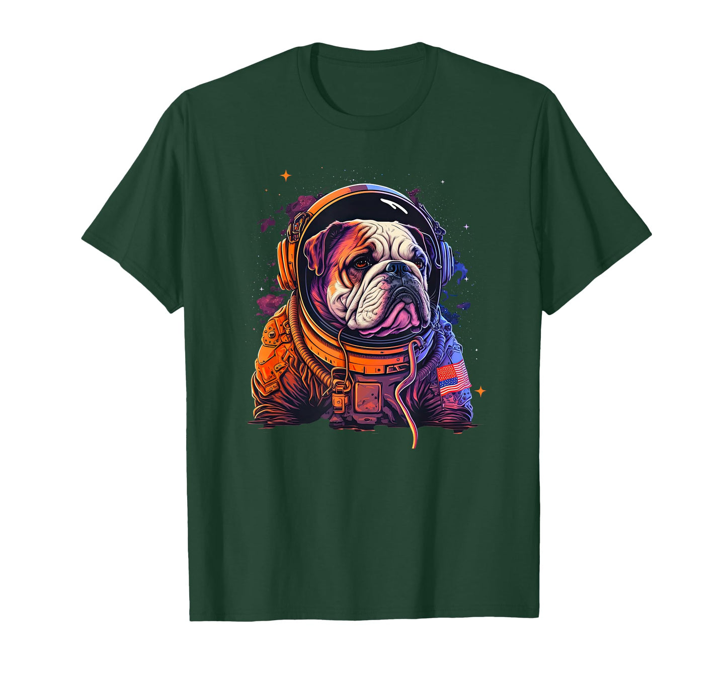 Funny Bulldog Dog Astronaut In the Space Men Women Kids T-Shirt