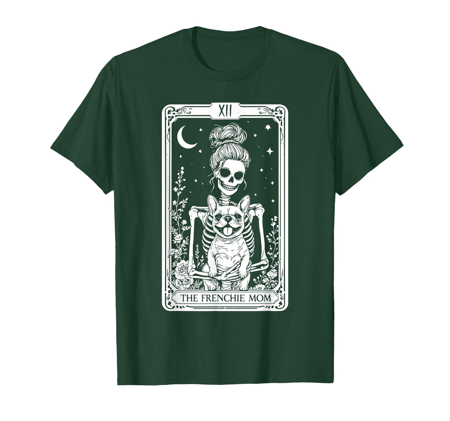 French Bulldog Tarot Card Halloween Spooky Skeleton Dog Mom T-Shirt