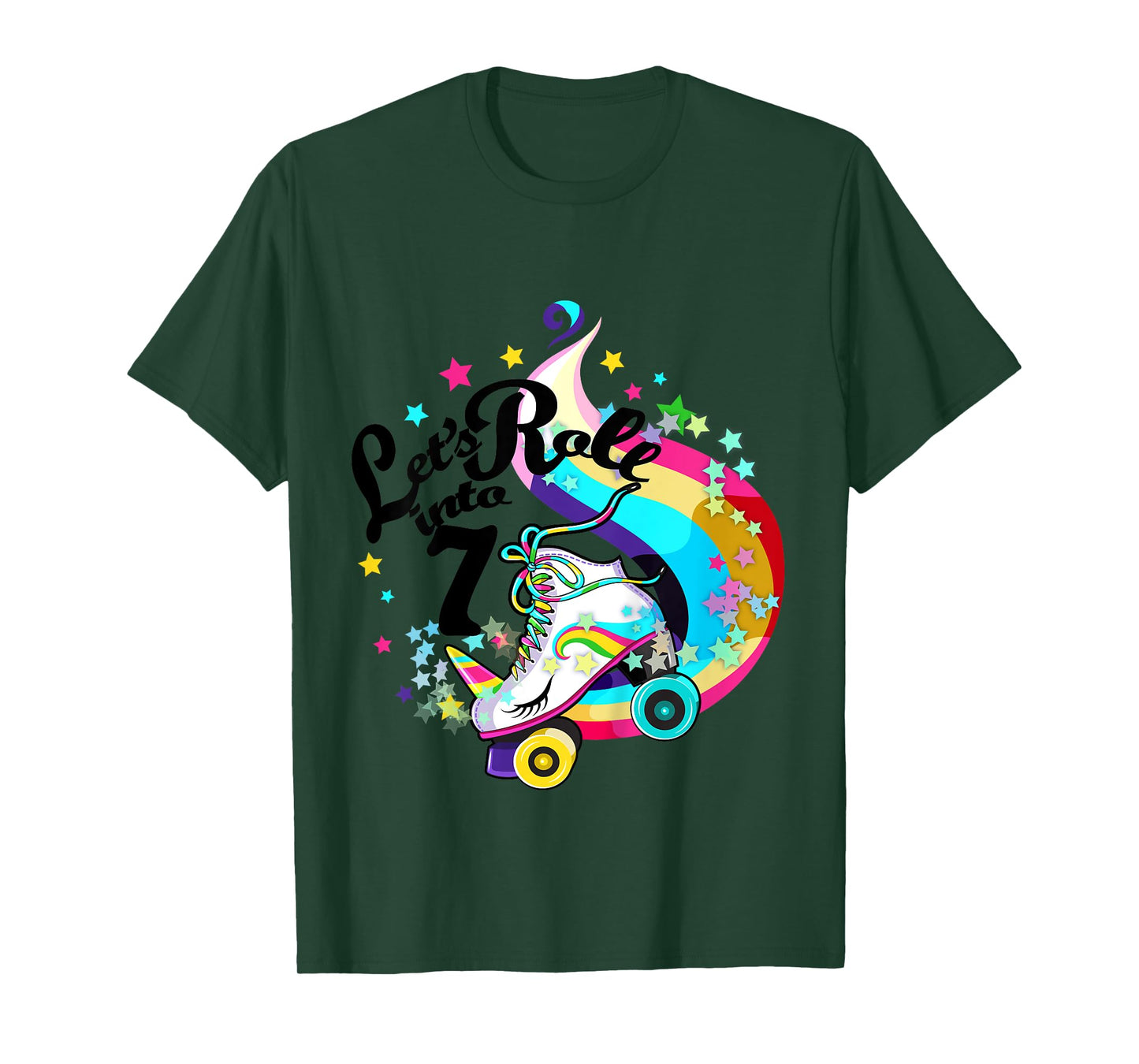 7 Year Old Birthday Shirt Girl Roller Skate Unicorn Outfit T-Shirt