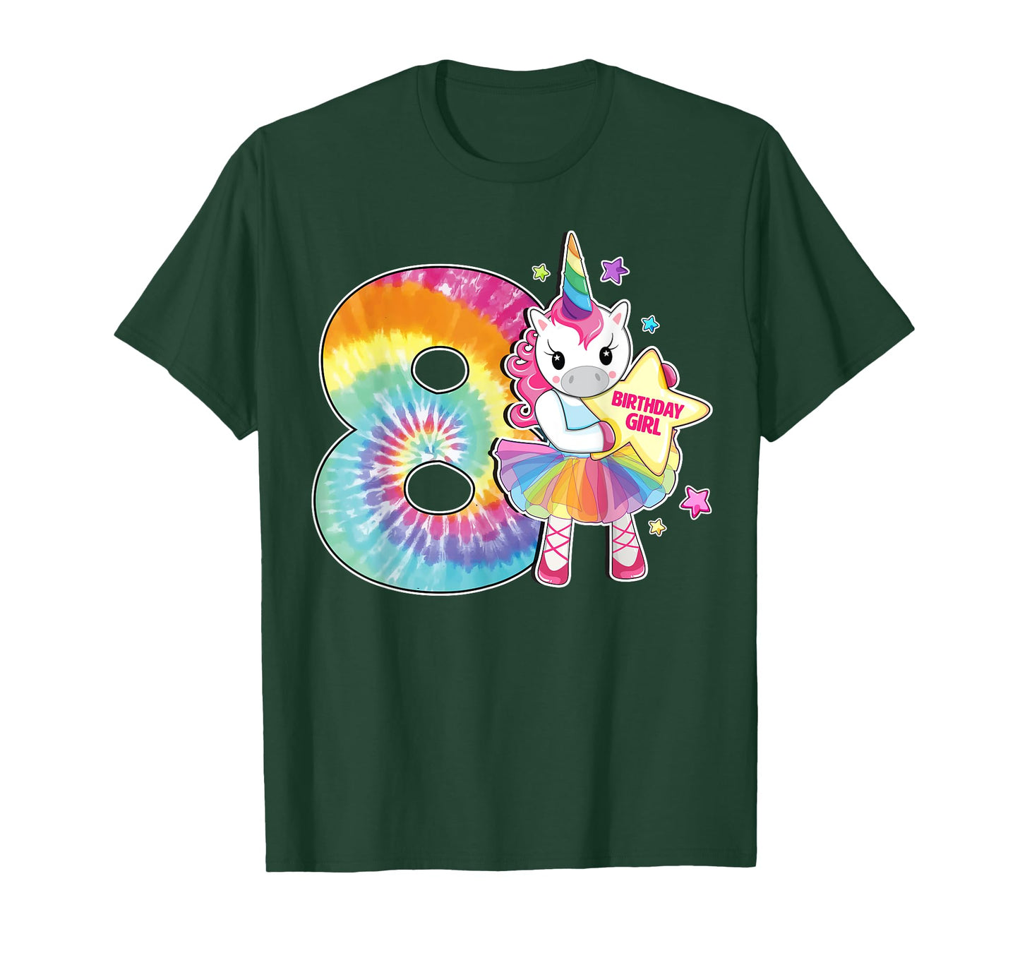 8th Birthday Unicorn Shirt Gift for Girls Age 8 Tie Dye Tee T-Shirt