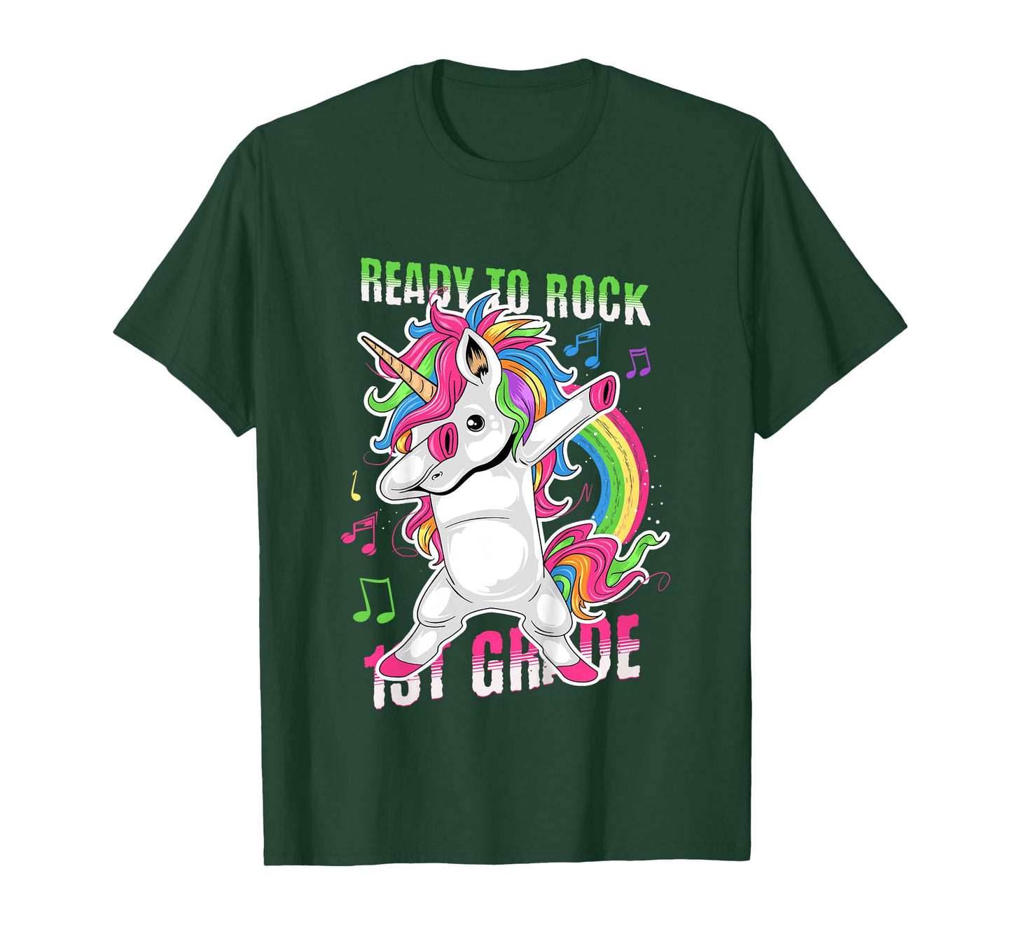 Kids Cute Girls Unicorn Ready To Rock 1st Grade Graphic T-Shirt