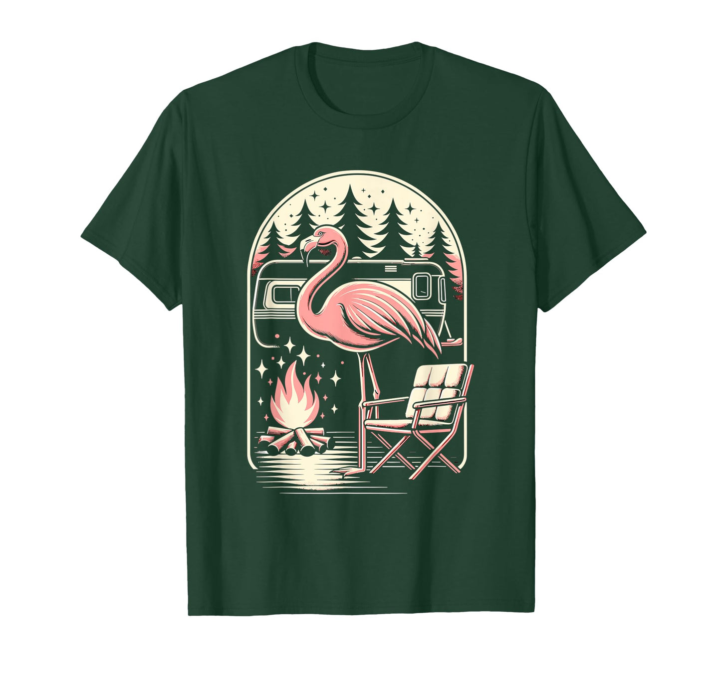 Funny Camping Flamingo Camper Camp Outdoor Travel Nature T-Shirt