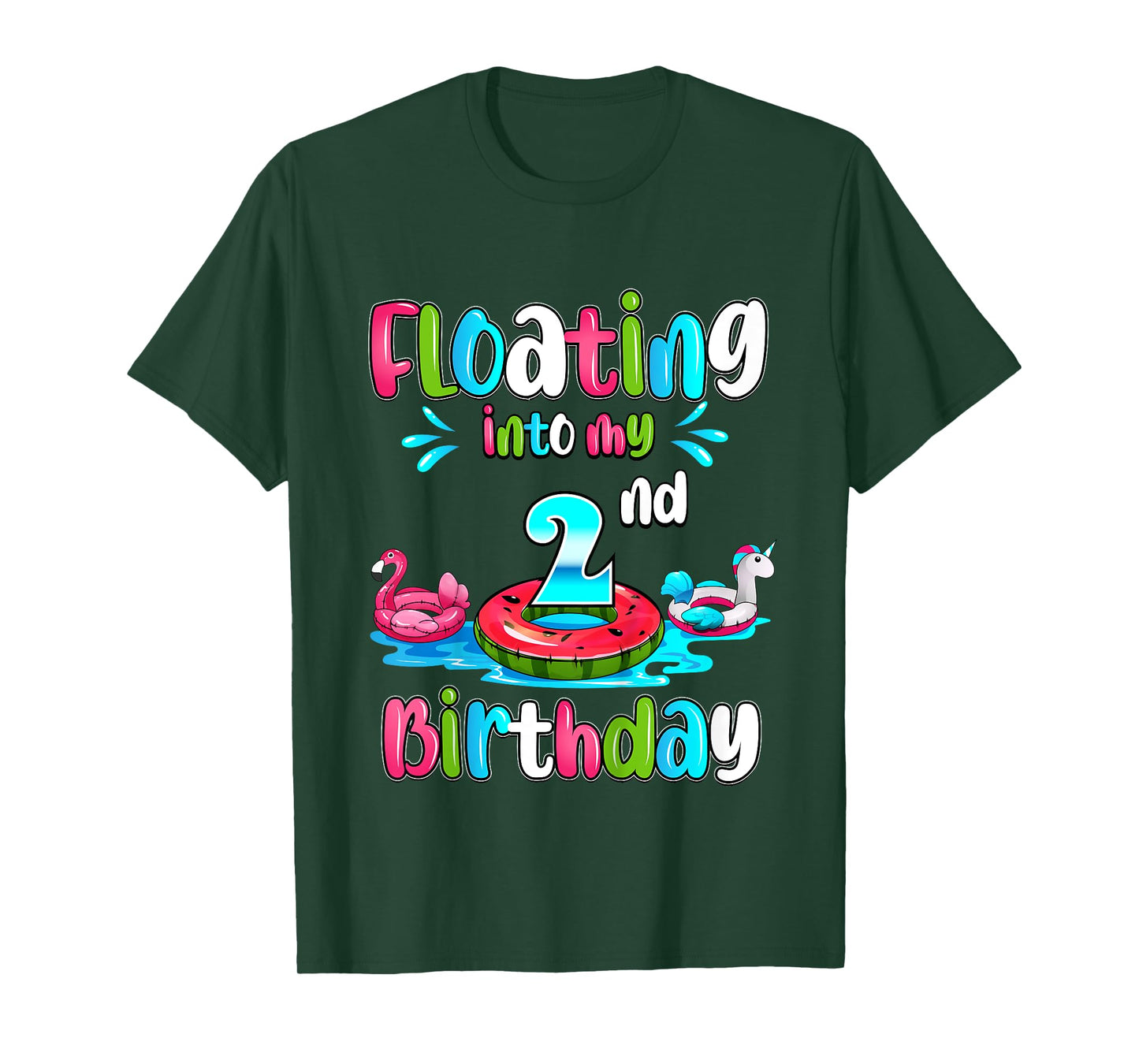 Floating Into My 2nd Birthday Pool Party Float 2 Years Old T-Shirt