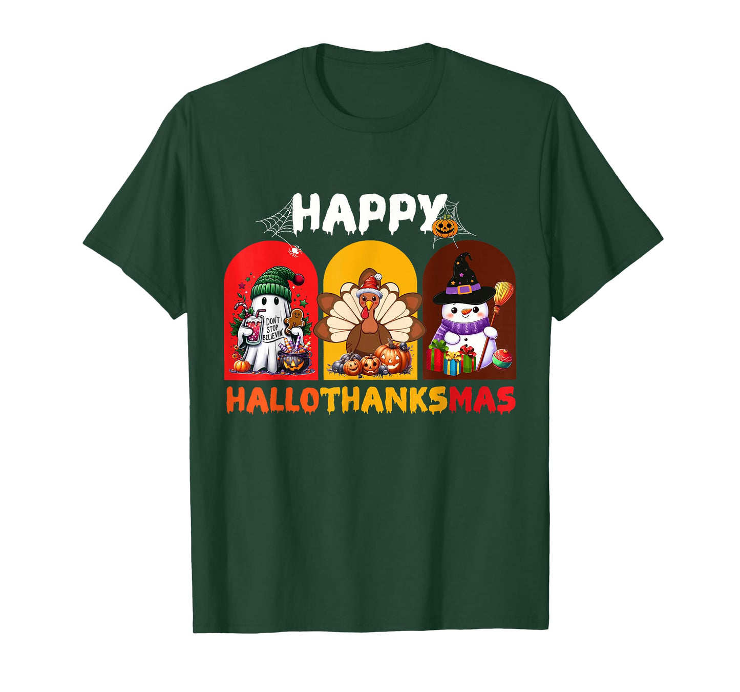 Happy Hallothanksmas Halloween Thanksgiving Xmas Costume T-Shirt
