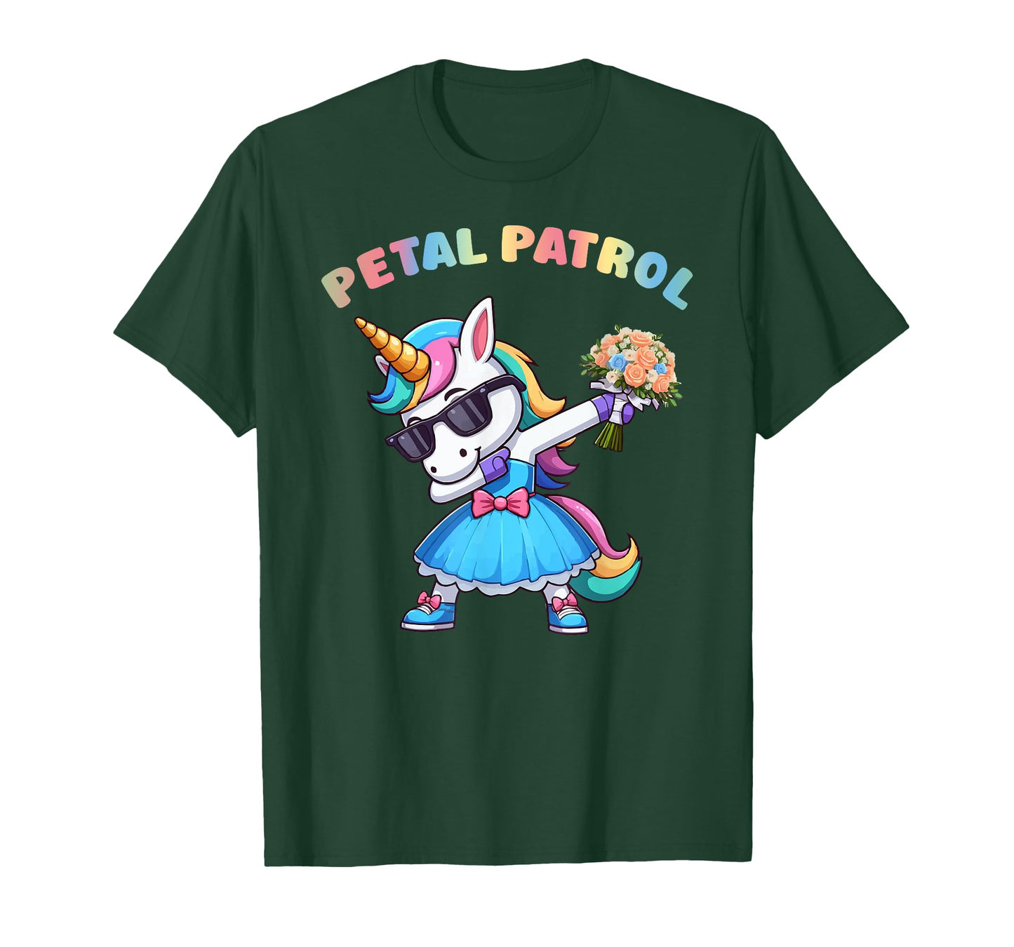 Wedding Petal Patrol Flower Girl Unicorn Tee Bridesmaid T-Shirt