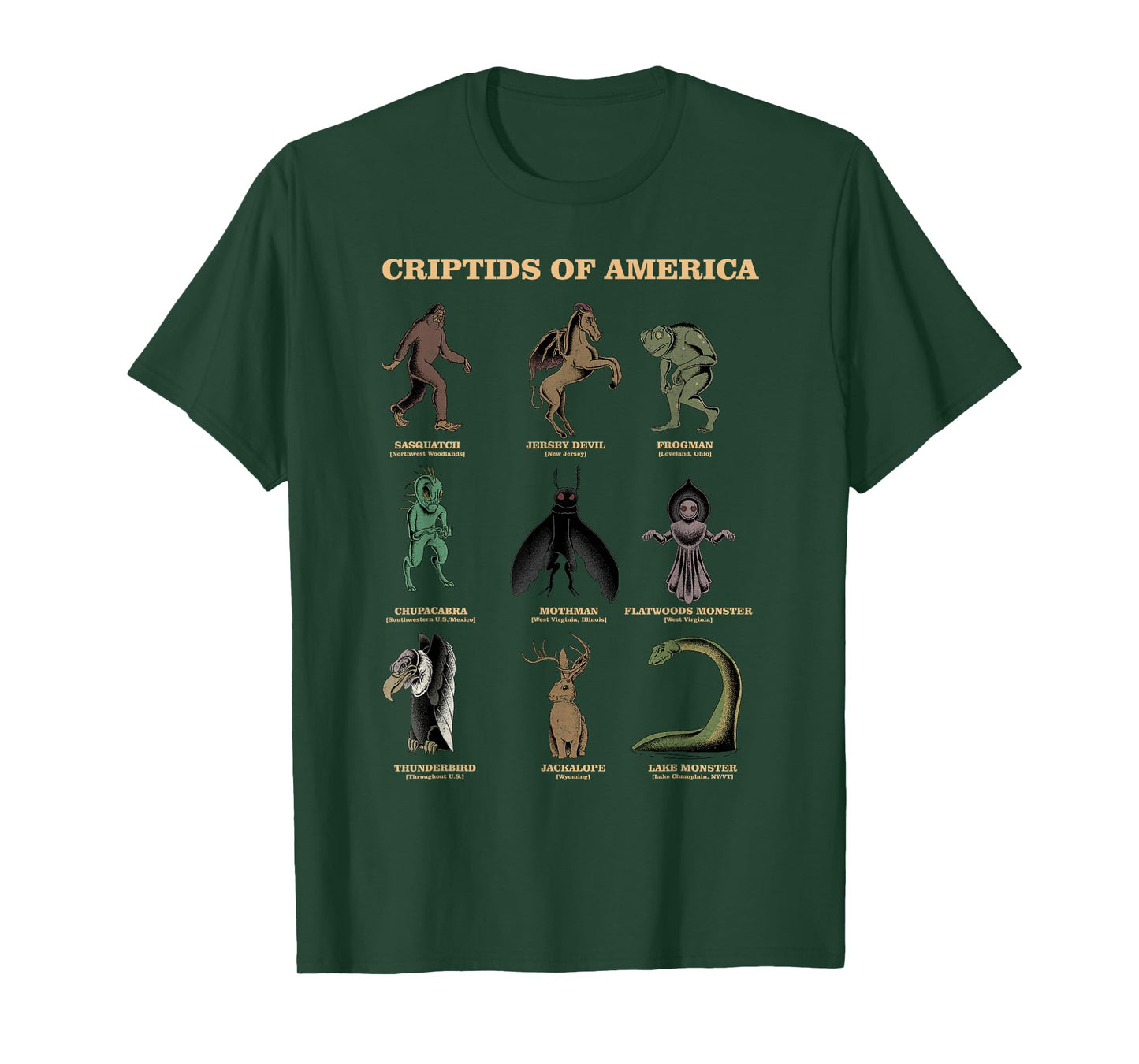 Cryptid Shirt Monster of America Educational Cryptozoology T-Shirt