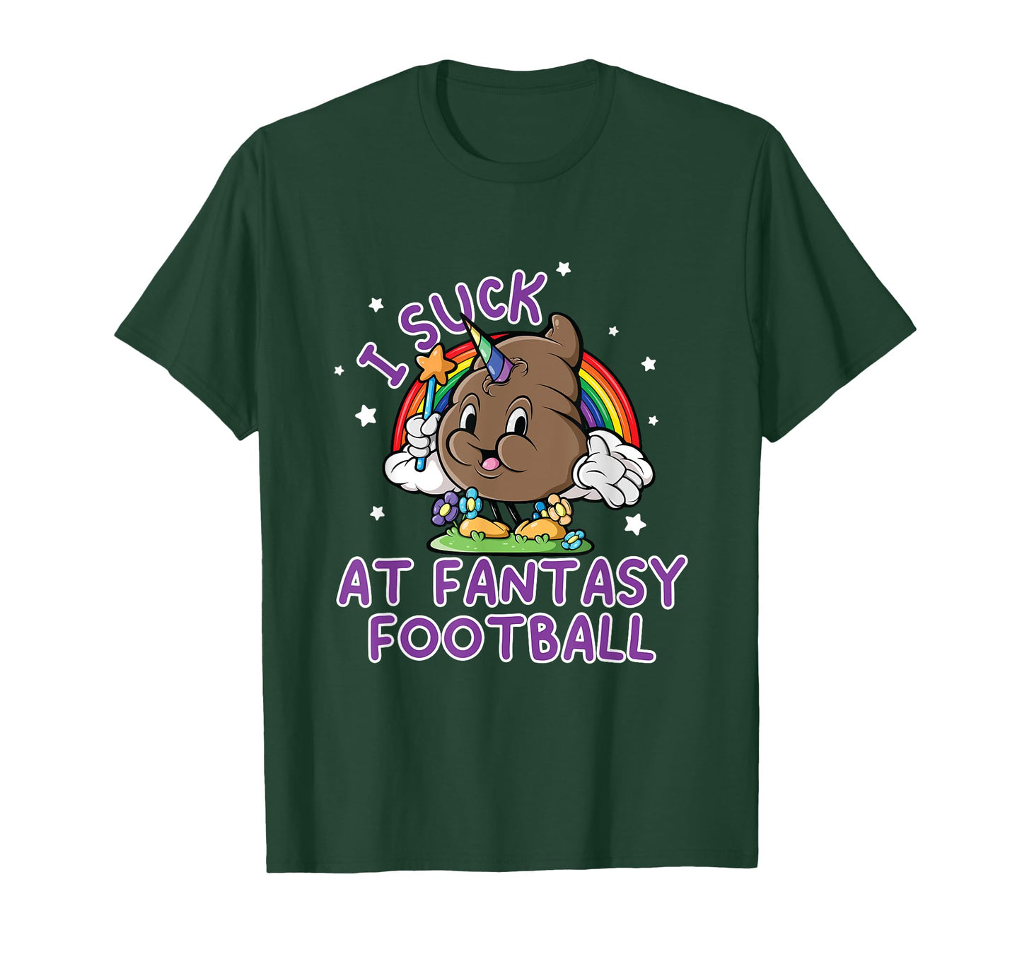 I Suck At Fantasy Football Loser Funny Pink Unicorn Poop T-Shirt