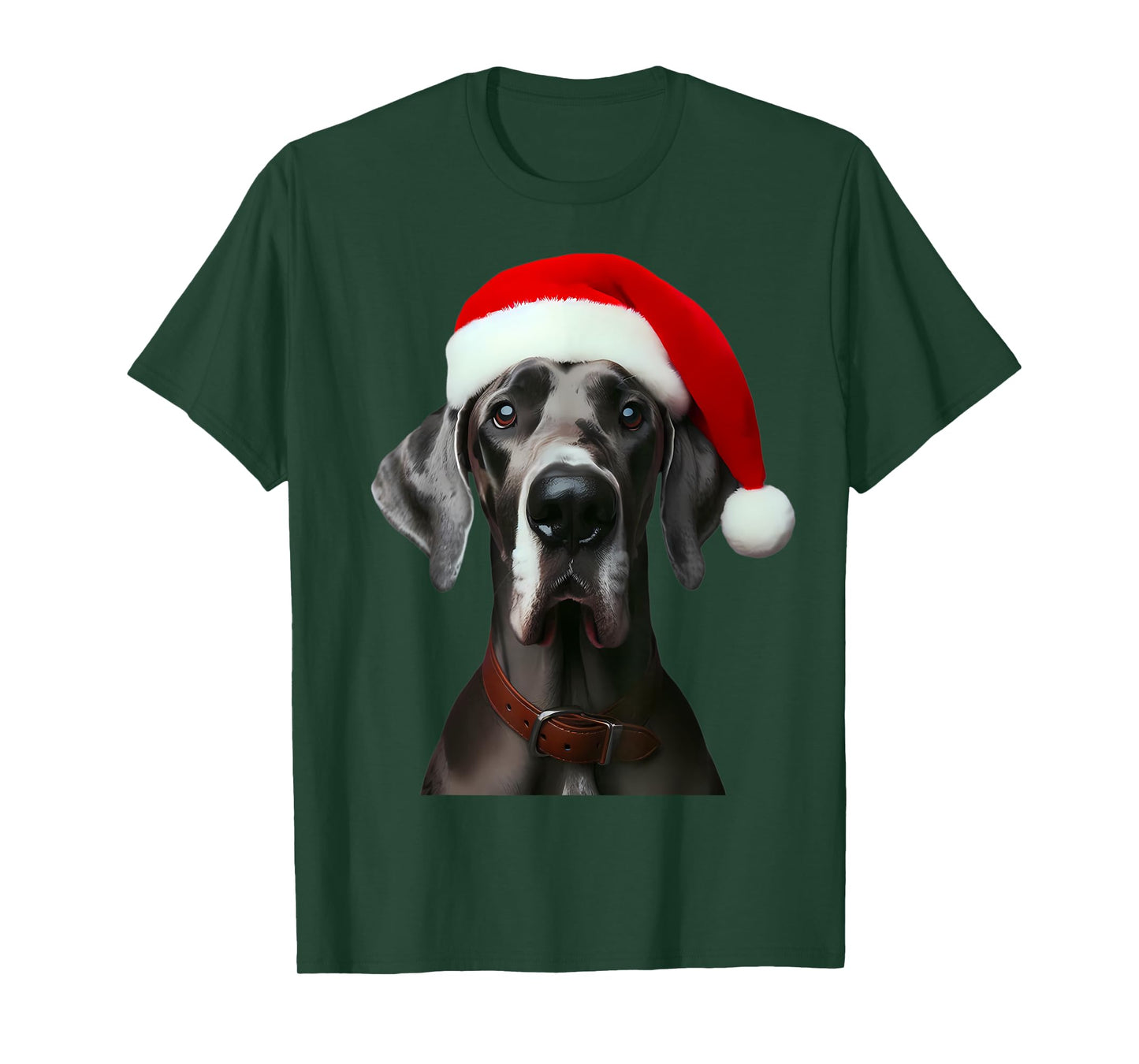 Great Dane With Santa Hat Christmas Xmas Dog Owner Mom Dad T-Shirt for Men Women Kids