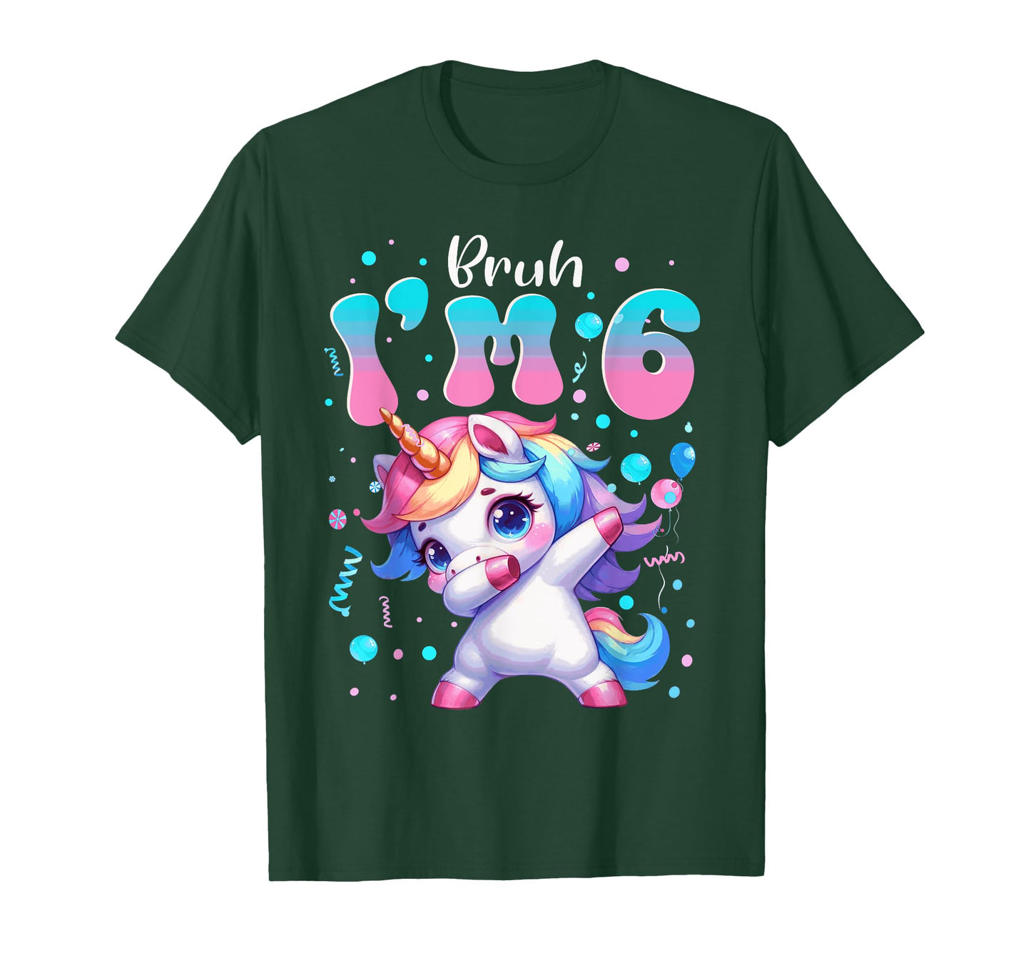 Dabbing Unicorn Bruh I'm 6 Years Old Girls 6th Birthday T-Shirt