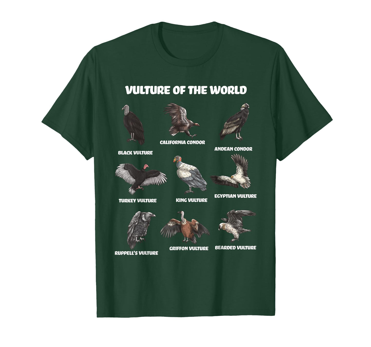 Vultures of the World Eductional Animal Bird T-Shirt