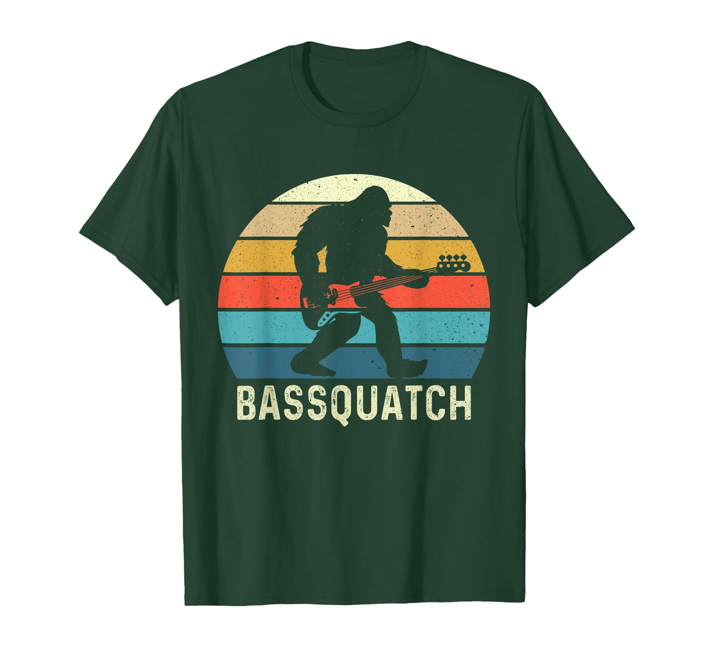 Bassquatch! Funny Bigfoot Guitar Outdoor Retro T-Shirt, Small, Black