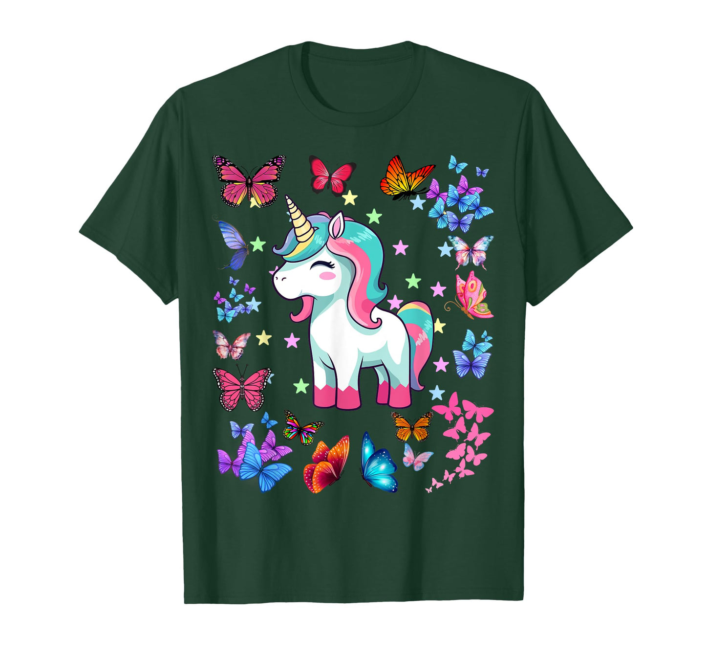Gifts For Girls Unicorn Butterflies Graphic Tees Kids T-Shirt