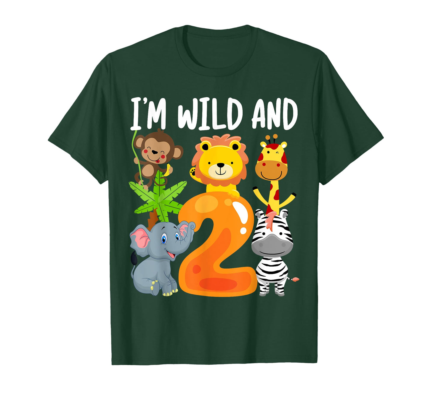 I'm Wild and 2 Two Zoo 2nd Birthday Safari Jungle Animals T-Shirt