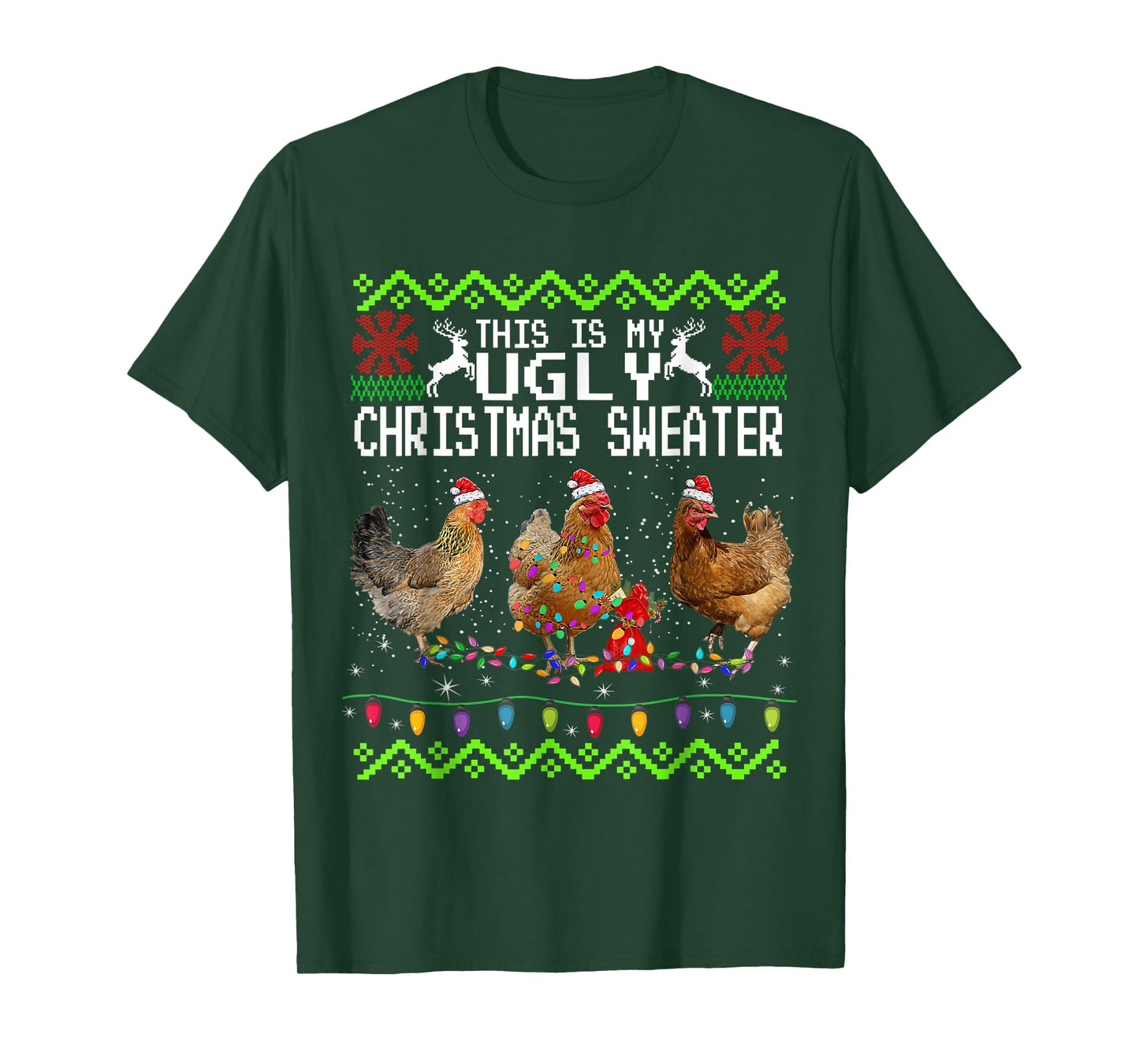 Chicken Christmas This Is My Ugly Sweater Funny T-Shirt