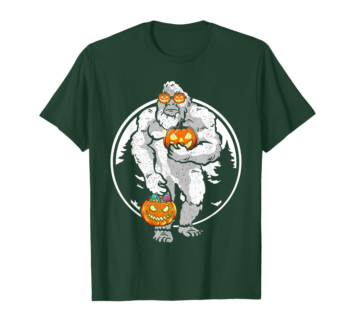 Bigfoot Yeti Pumpkin Candy Funny Halloween Sasquatch Costume T-Shirt
